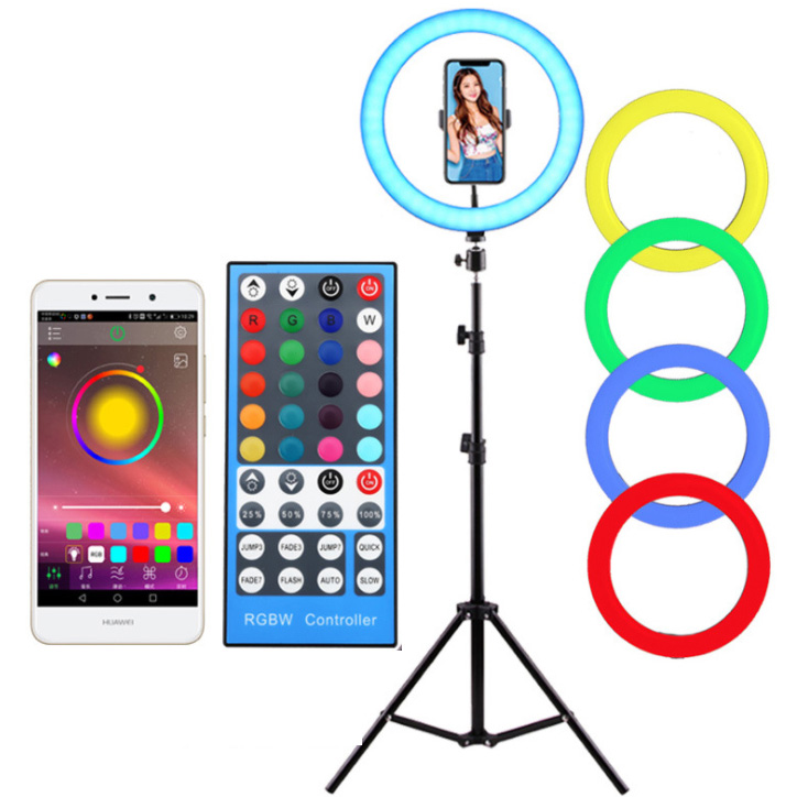 DC5V USB RGBW RF and APP Remote Real-Time LED Ring Light Applicant for Live Broadcast and Photography